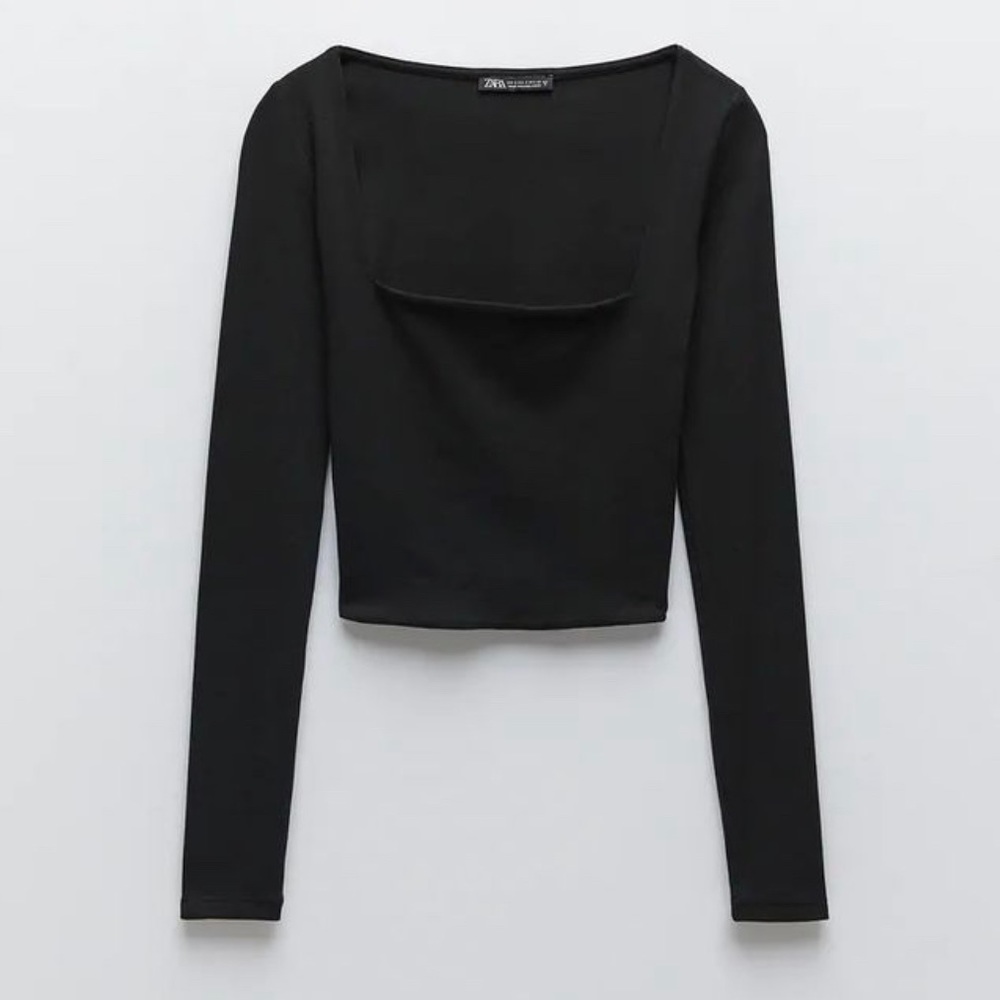Zara ribbed square neck top